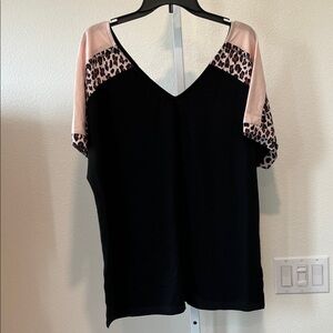 Black and Pink Leopard Print Women's Top